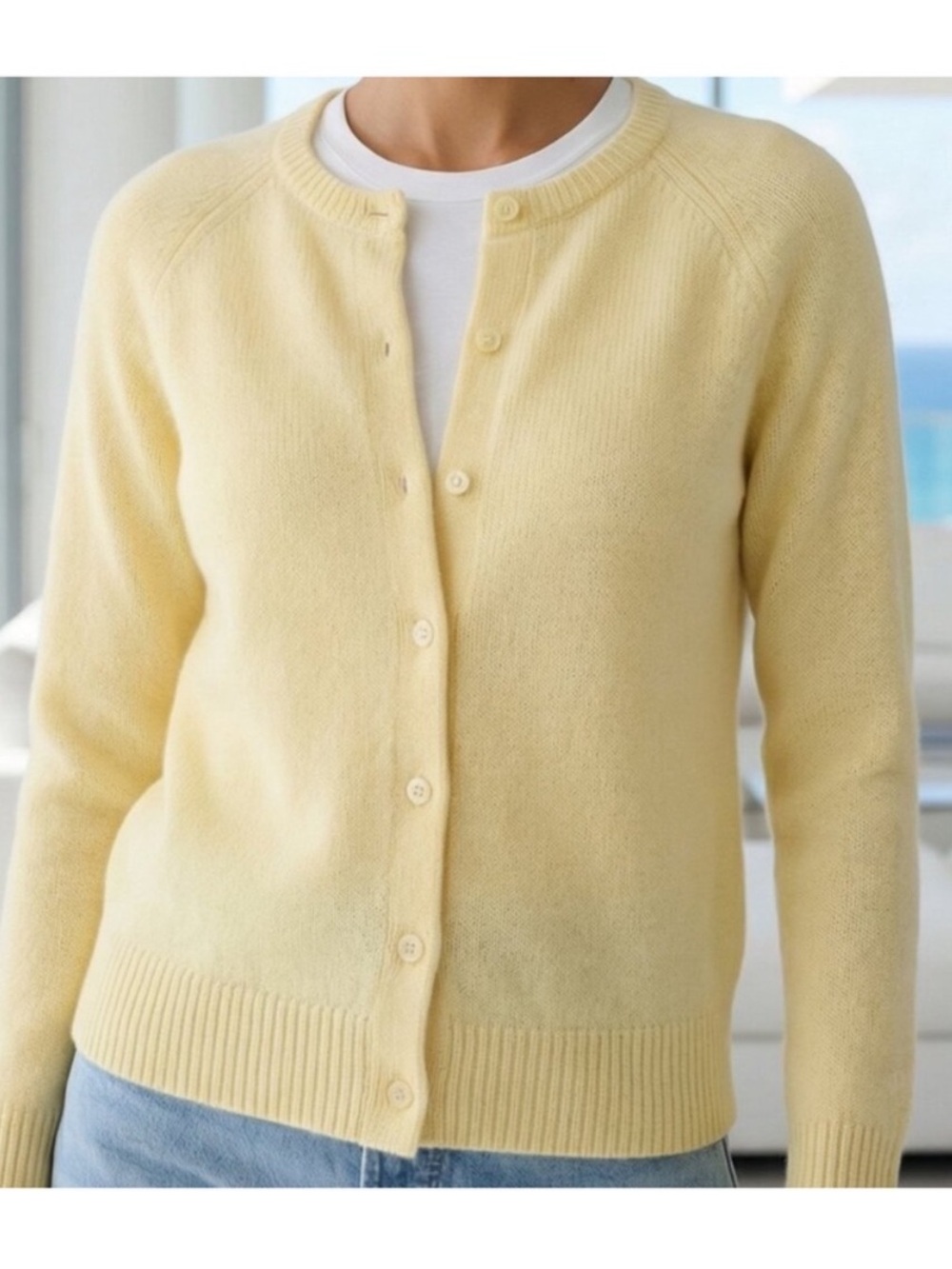 Rumored Seabrook Butter Yellow Cardigan Sweater